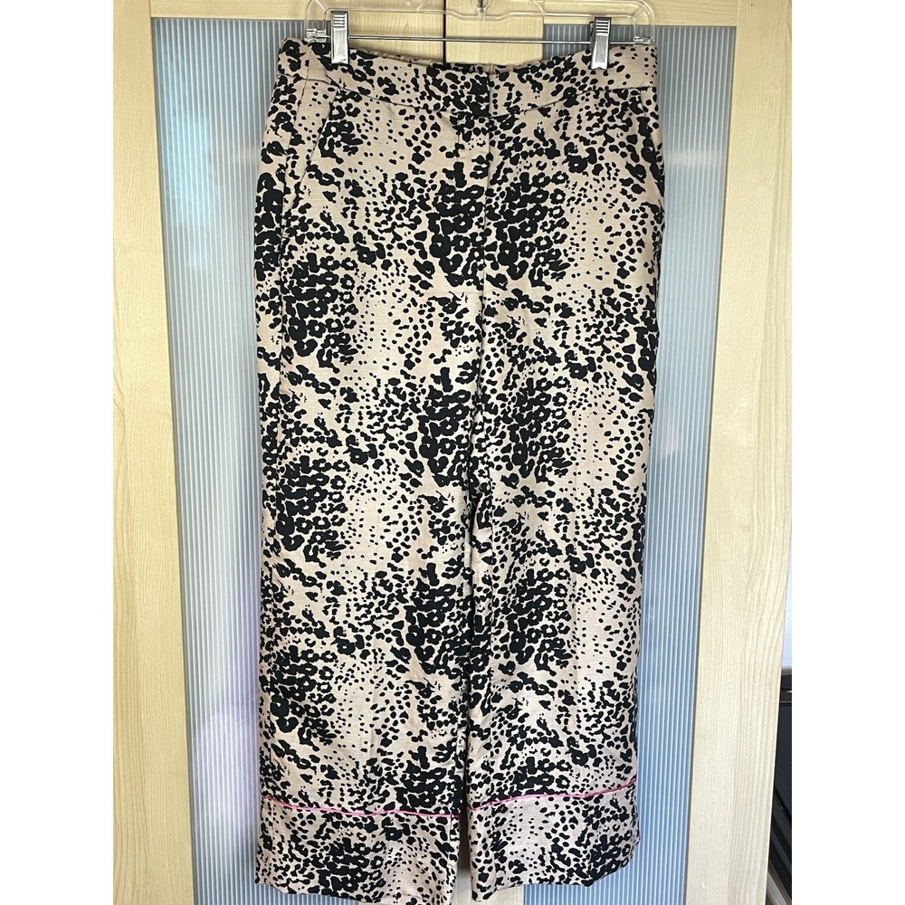 J. Crew High Rise Women's Linen Peyton Pants Leopard Sz 6 Preppy Party Resort - Picture 2 of 9